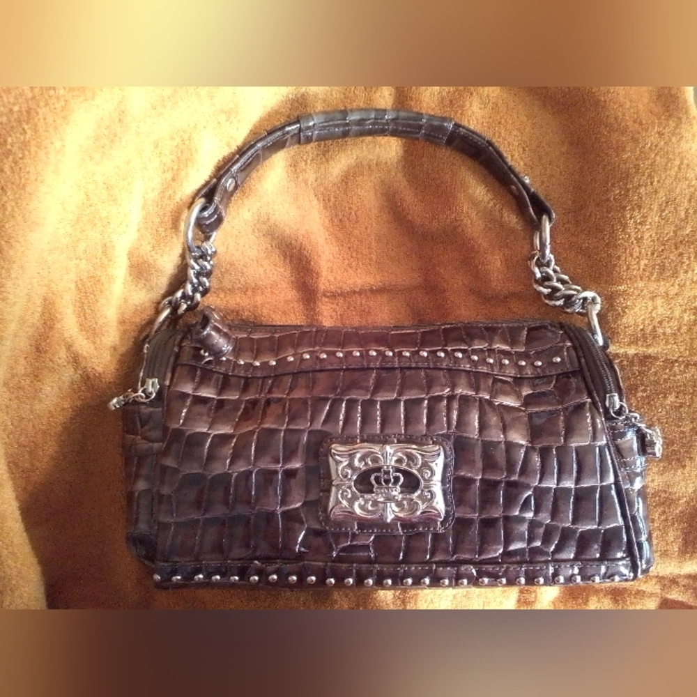 Kathy Van Zeeland KVZ Brown Croc-Embossed Women's Handbag